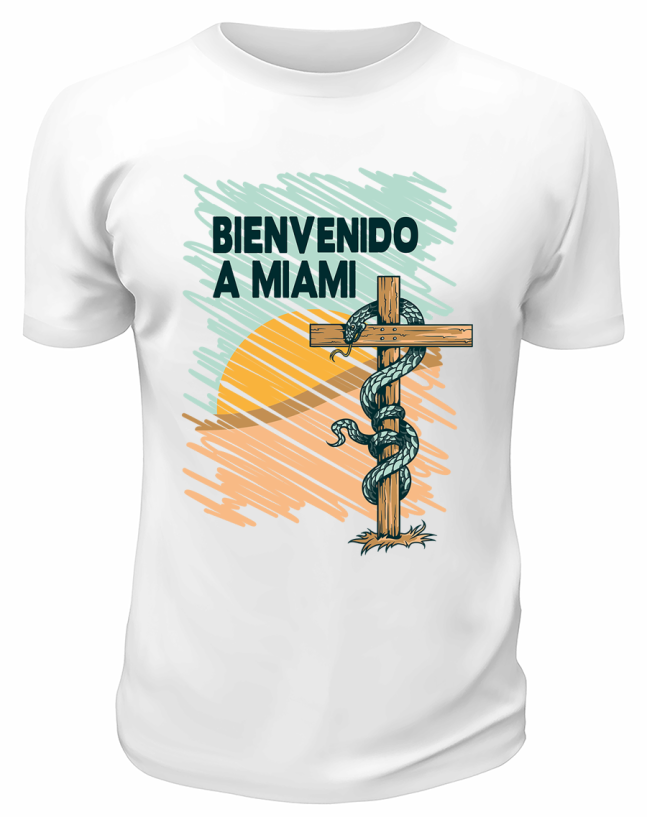 Футболка белая  Bienvenido a Miami
