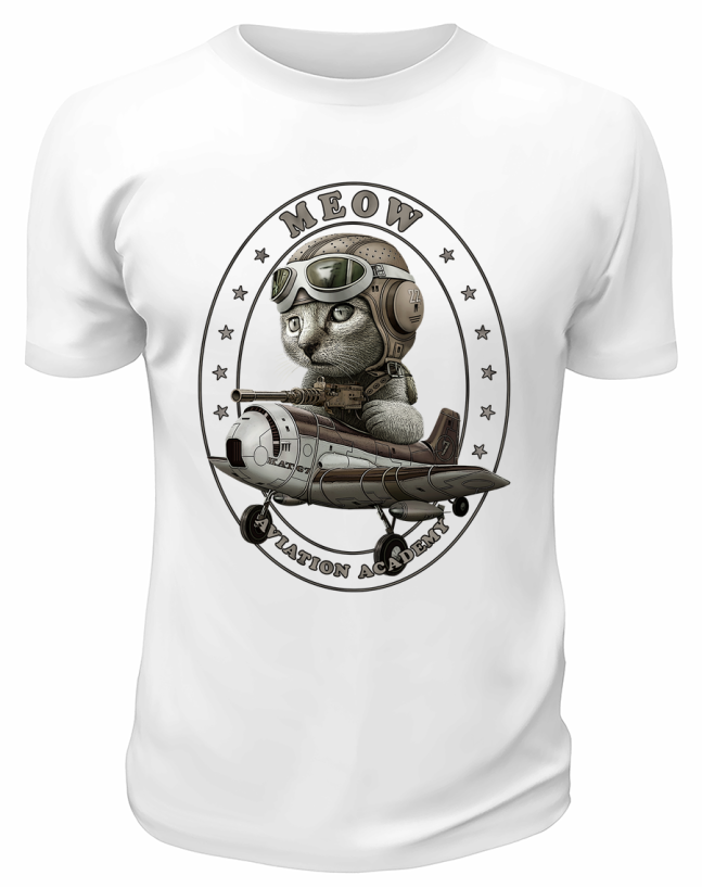 Футболка белая Meow aviation academy