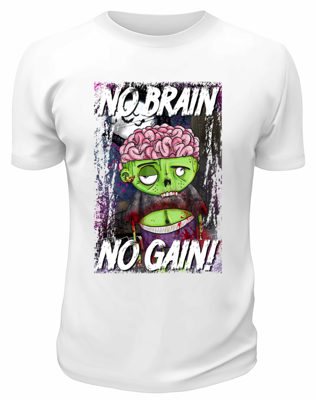 Футболка белая No brain, no gain