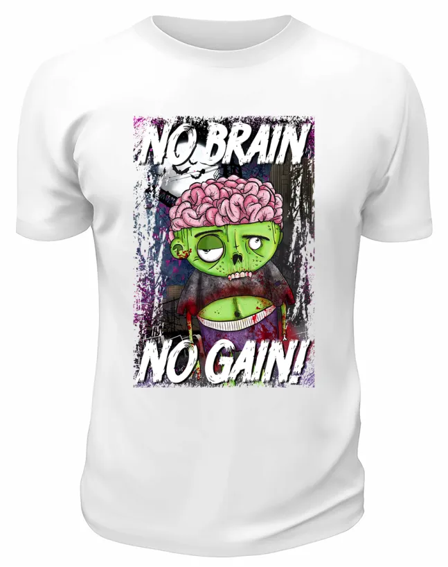 Футболка белая No brain, no gain