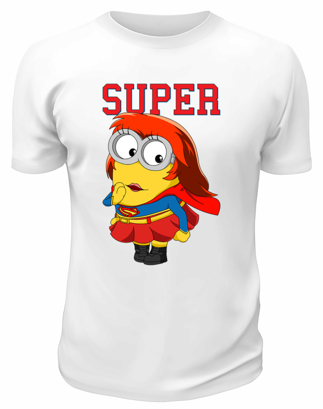 Футболка белая  Девочка Миньон Super women