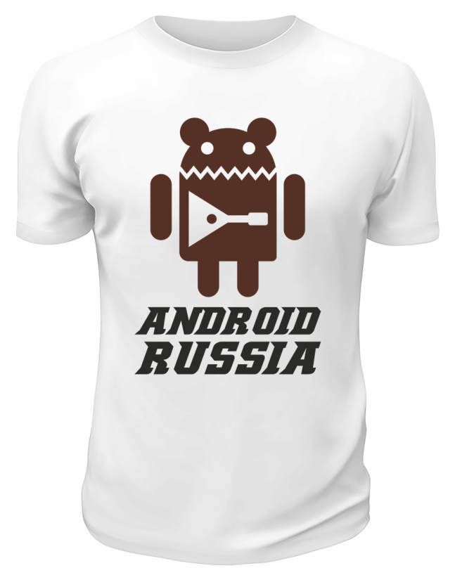 Футболка белая  мужская Android Russia