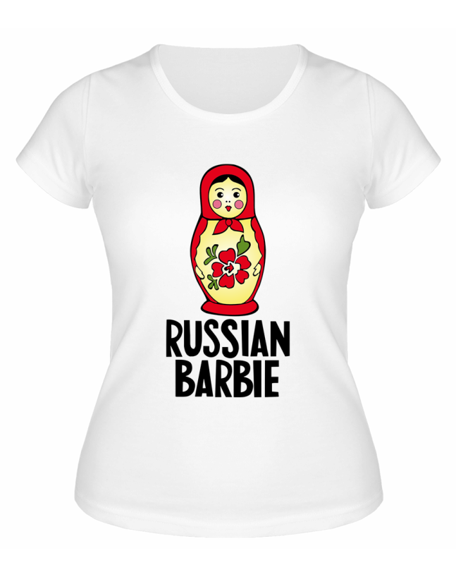 Футболка белая  женская Русская Барби
