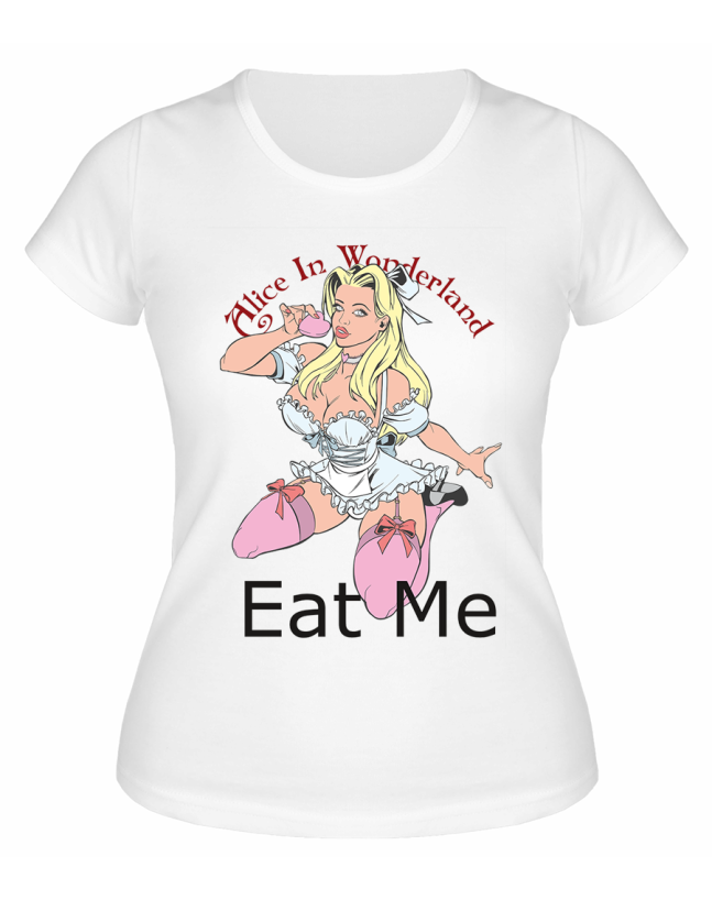 Футболка белая Alice in wonderland eat me