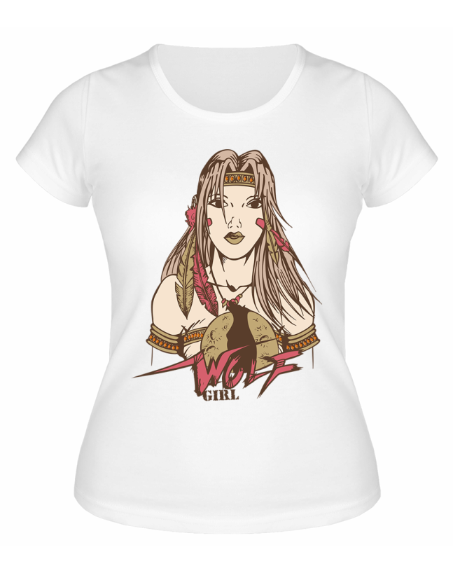 Футболка белая Девушка индеец girl