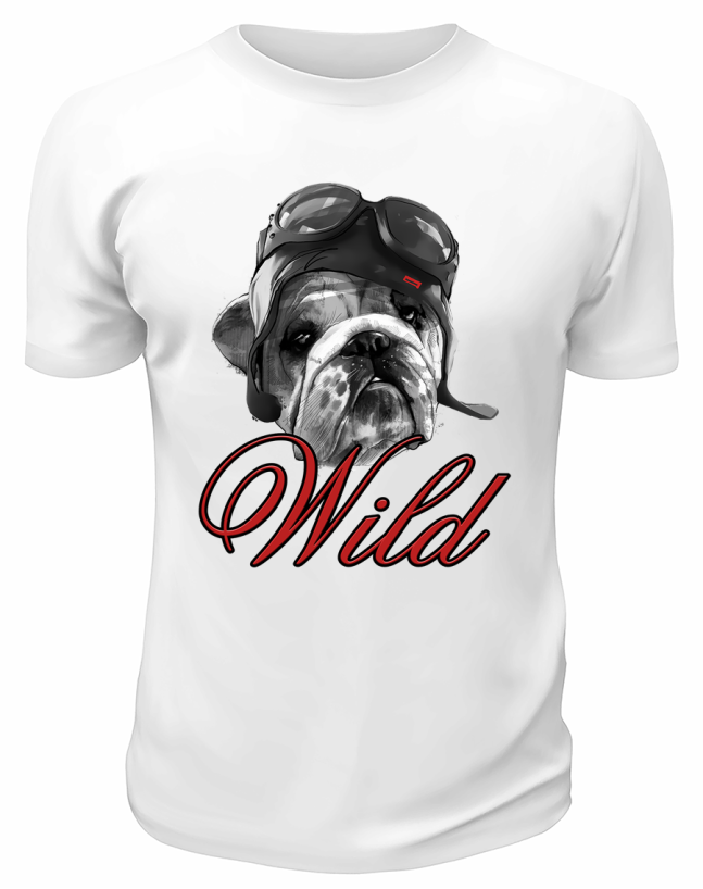 Футболка белая  Бульдог Wild