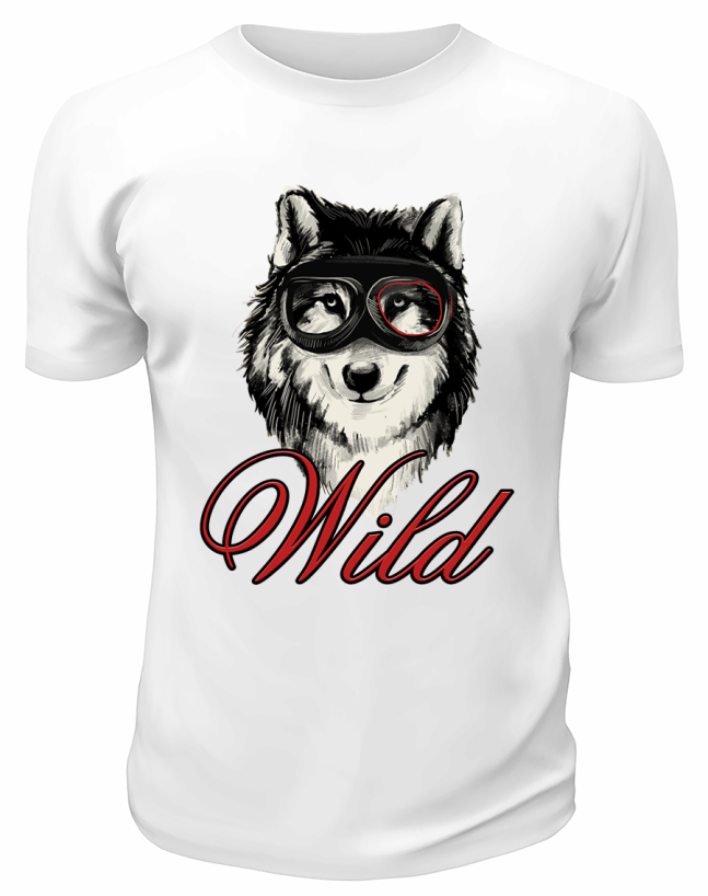 Футболка белая  Волк Wild