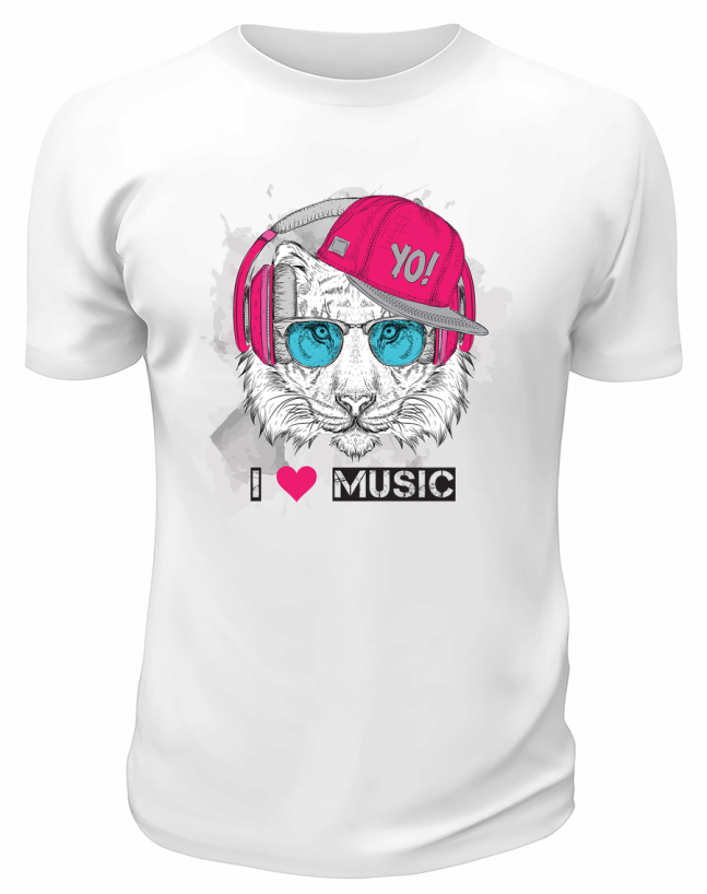 Футболка белая Тигр I love music