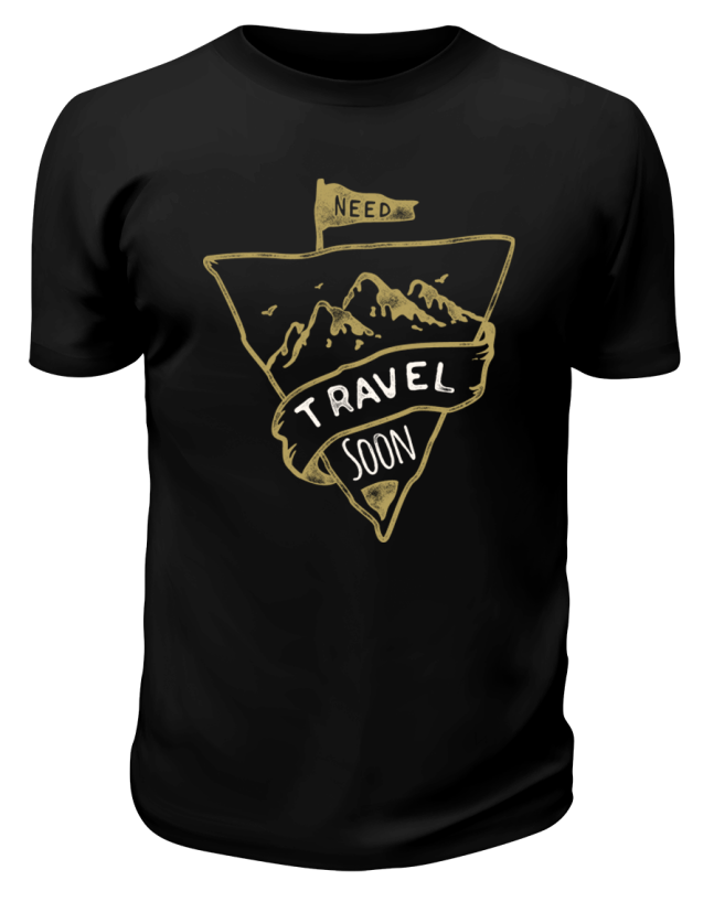 Футболка черная Горы Travel soon