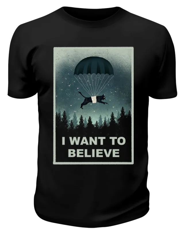 Футболка черная I want to belive