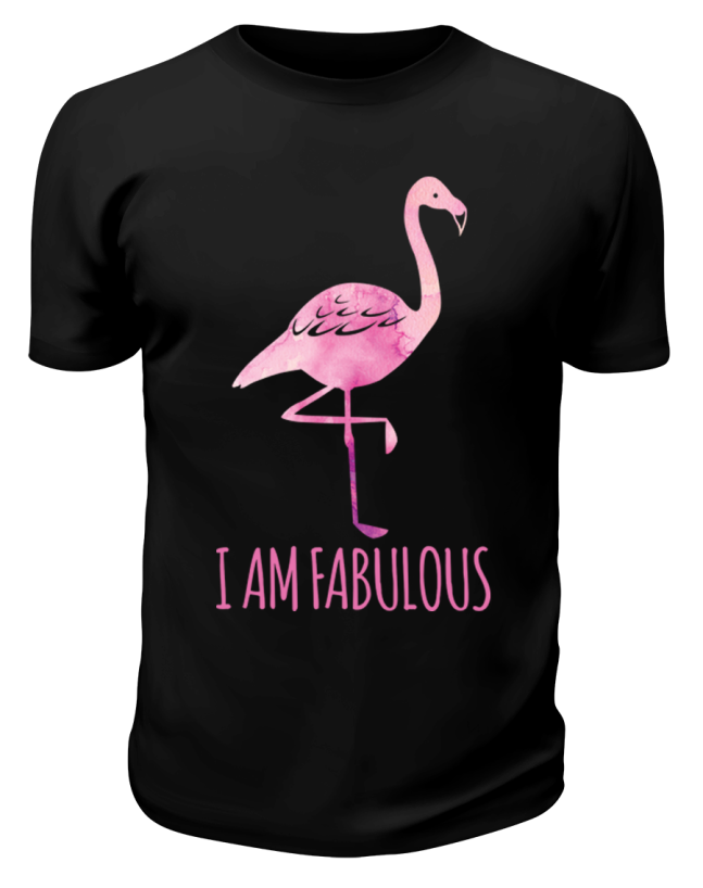 Футболка черная Фламинго i am fabulous