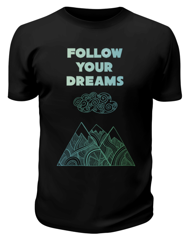 Футболка черная Follow your dreams