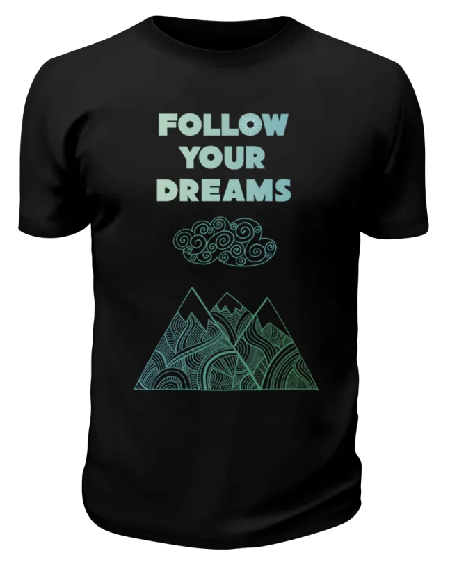 Футболка черная Follow your dreams