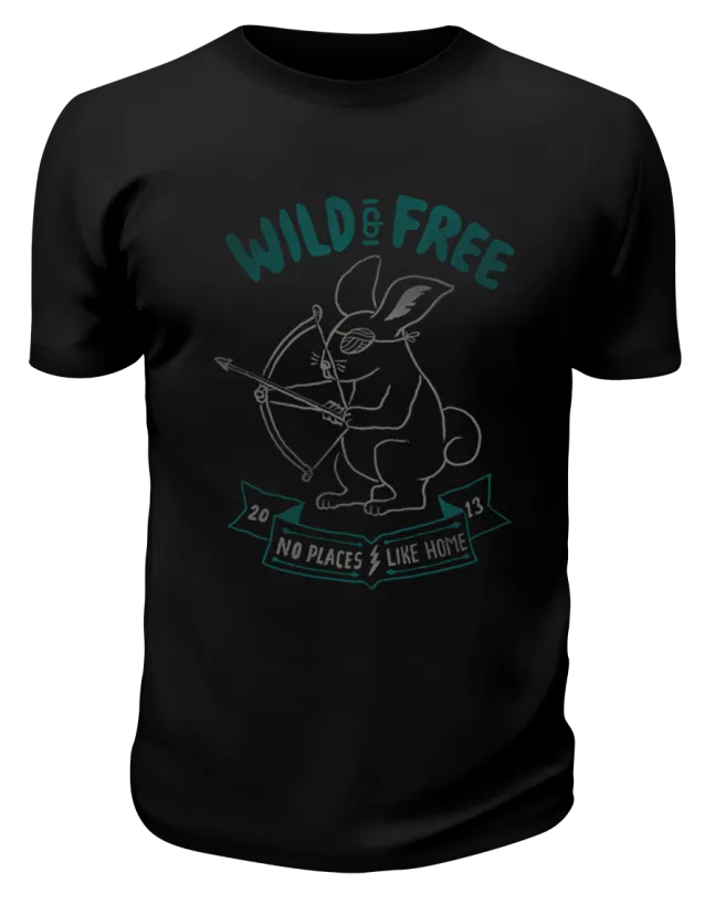 Футболка черная Заяц Wild free