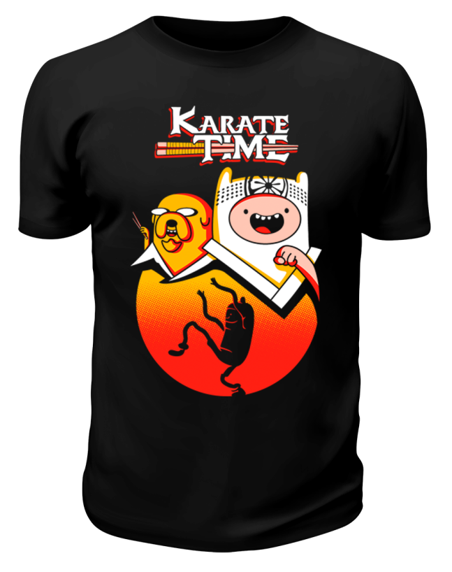 Футболка черная Фин и Джейк "karate time"