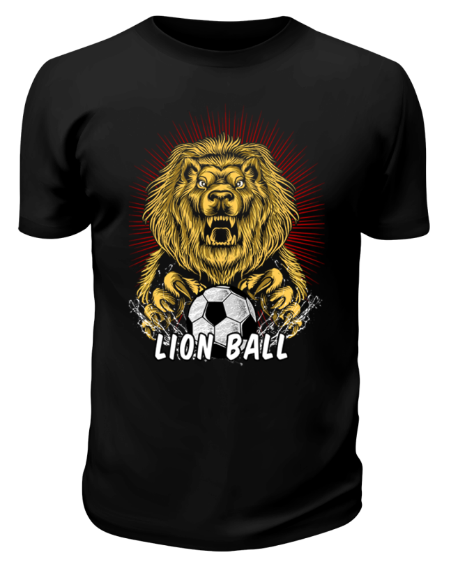 Футболка черная Футбольный лев lion ball
