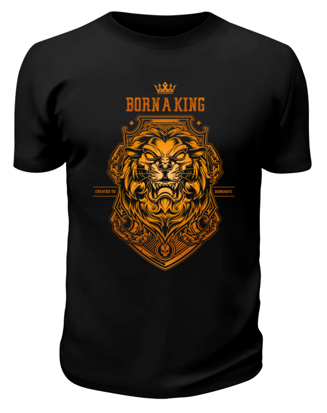 Футболка черная Лев "Born a king"