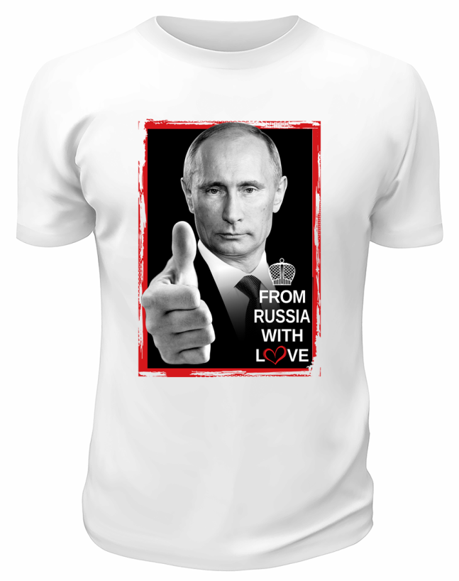 Футболка белая  Владимир Путин портрет в рамке