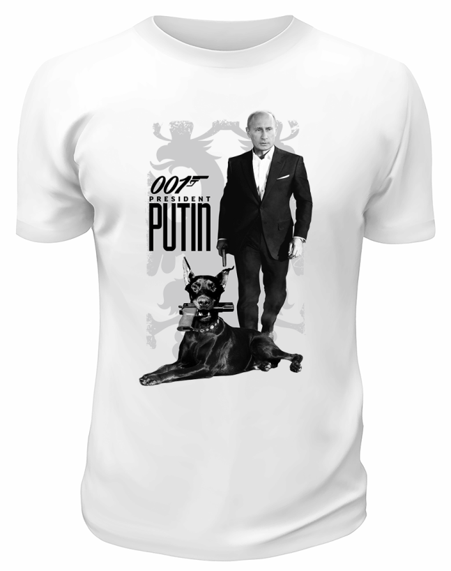 Футболка белая  001 Президент Путин