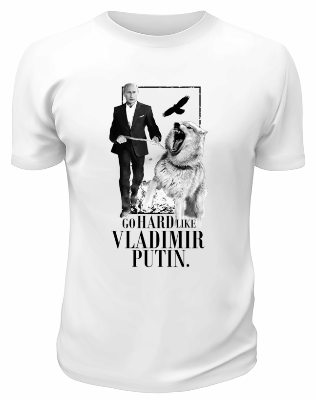 Футболка белая  Go hard like Vladimir Putin