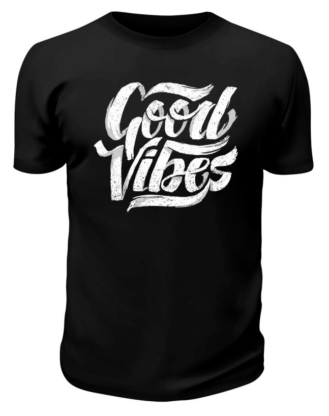 Футболка черная Good vibes каллиграфия