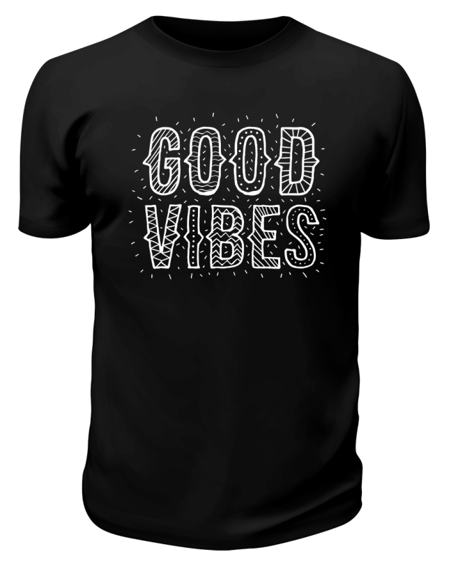 Футболка черная Good vibes позитивные вибрации