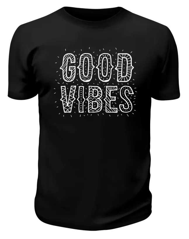Футболка черная Good vibes позитивные вибрации